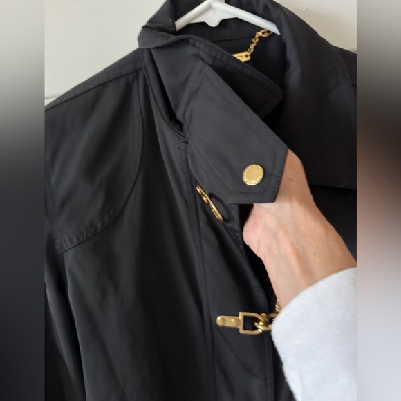 Ralph Lauren Black Trench Rain Jacket with Gold Accents, M - Picture 3 of 8